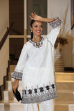 White Appliqué Shalwar Set