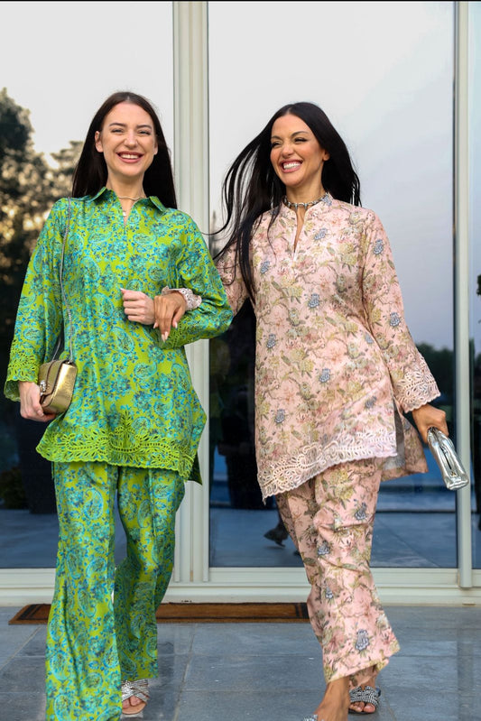 Green Paisley Cutwork Co-ord