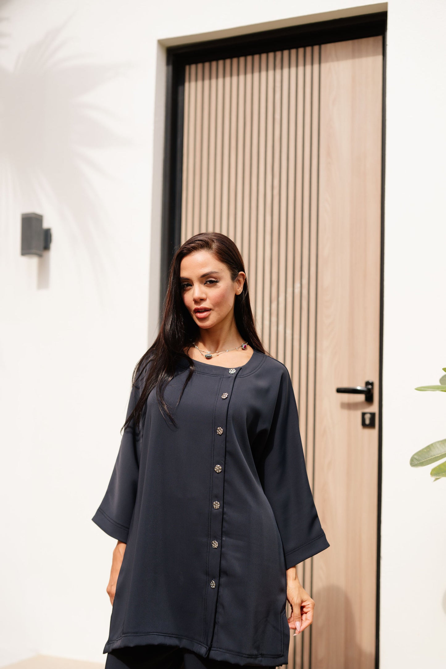 Charcoal Jewel-Button Co-ord