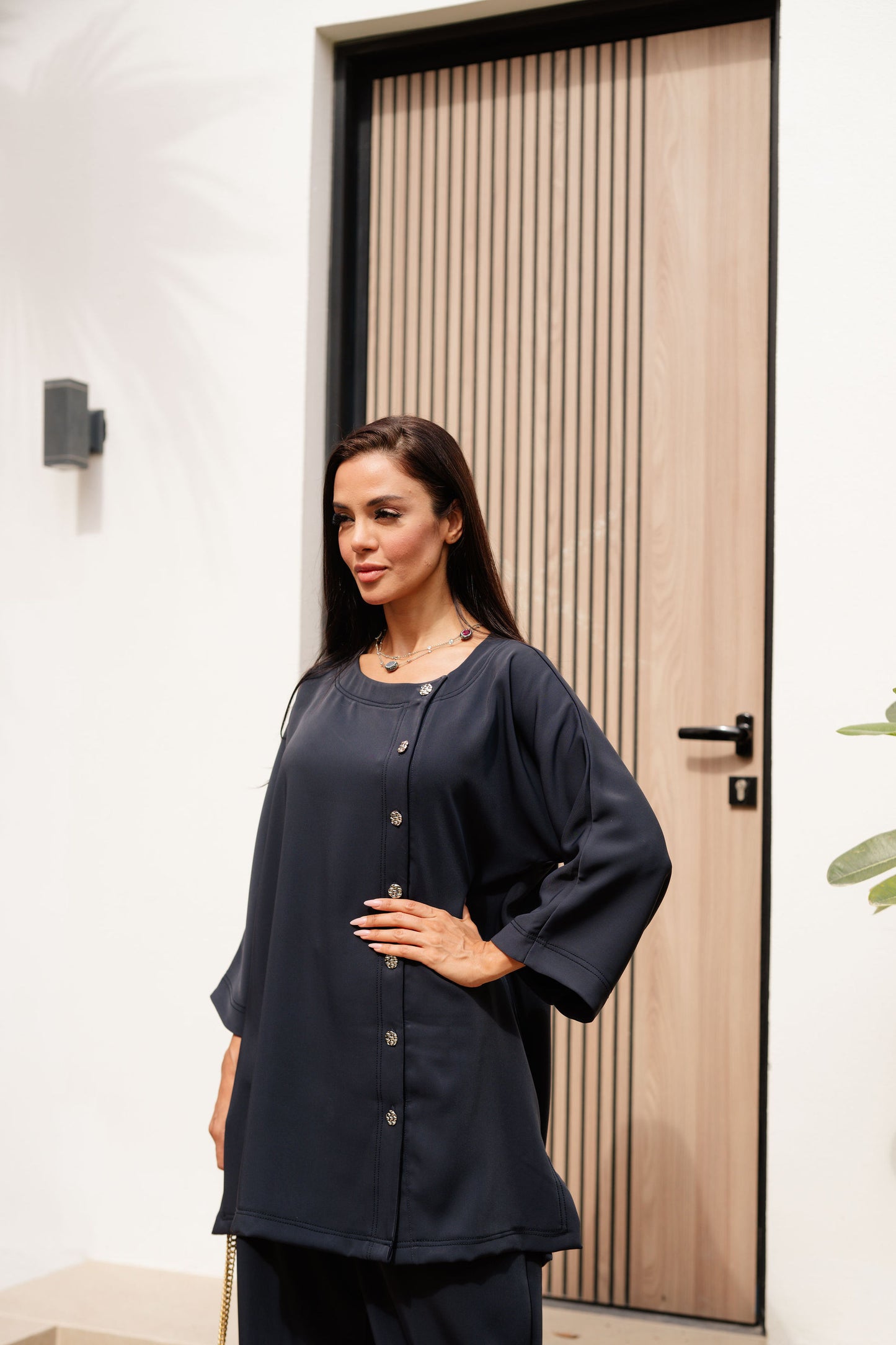 Charcoal Jewel-Button Co-ord