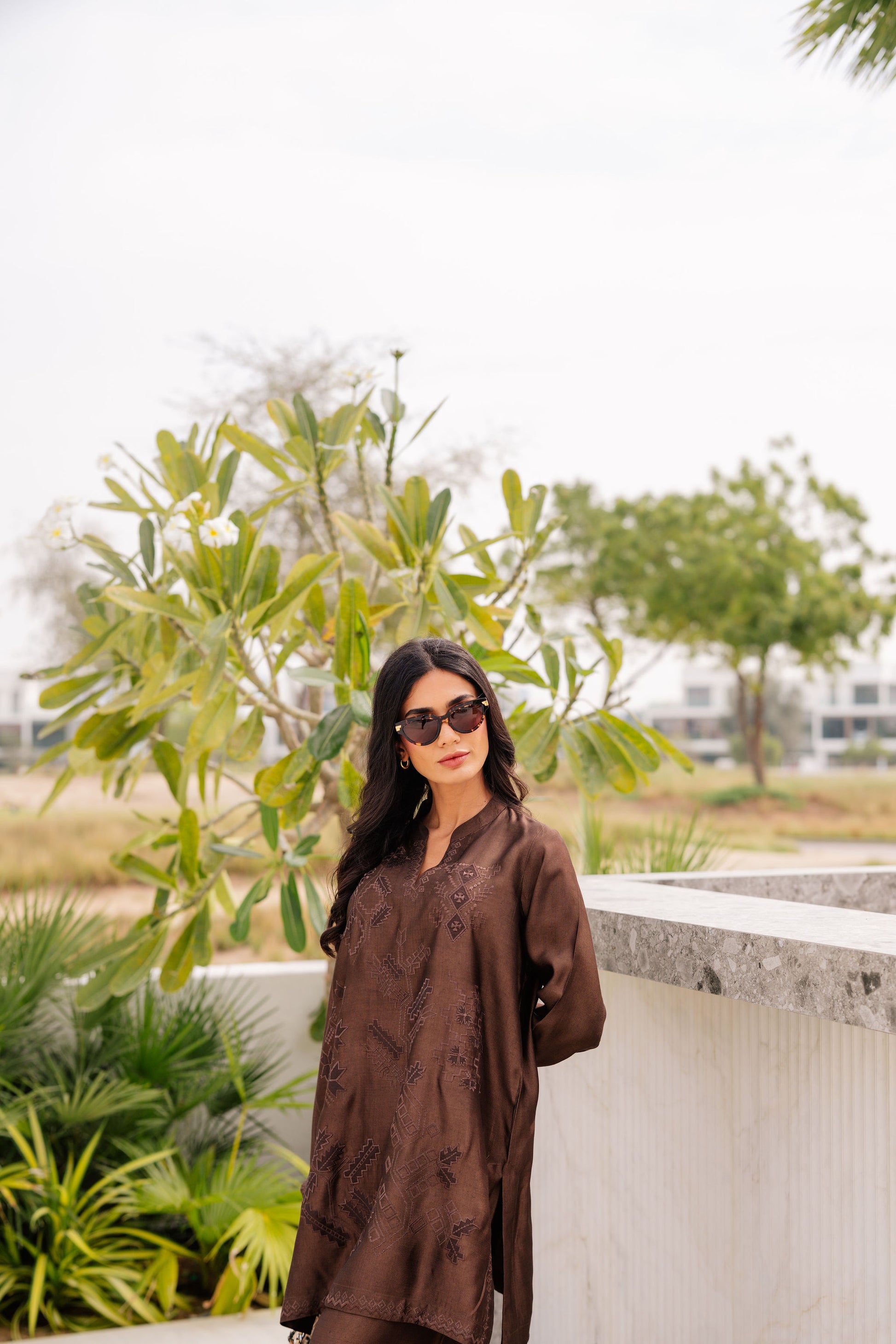 Coffee Tonal Silk Set