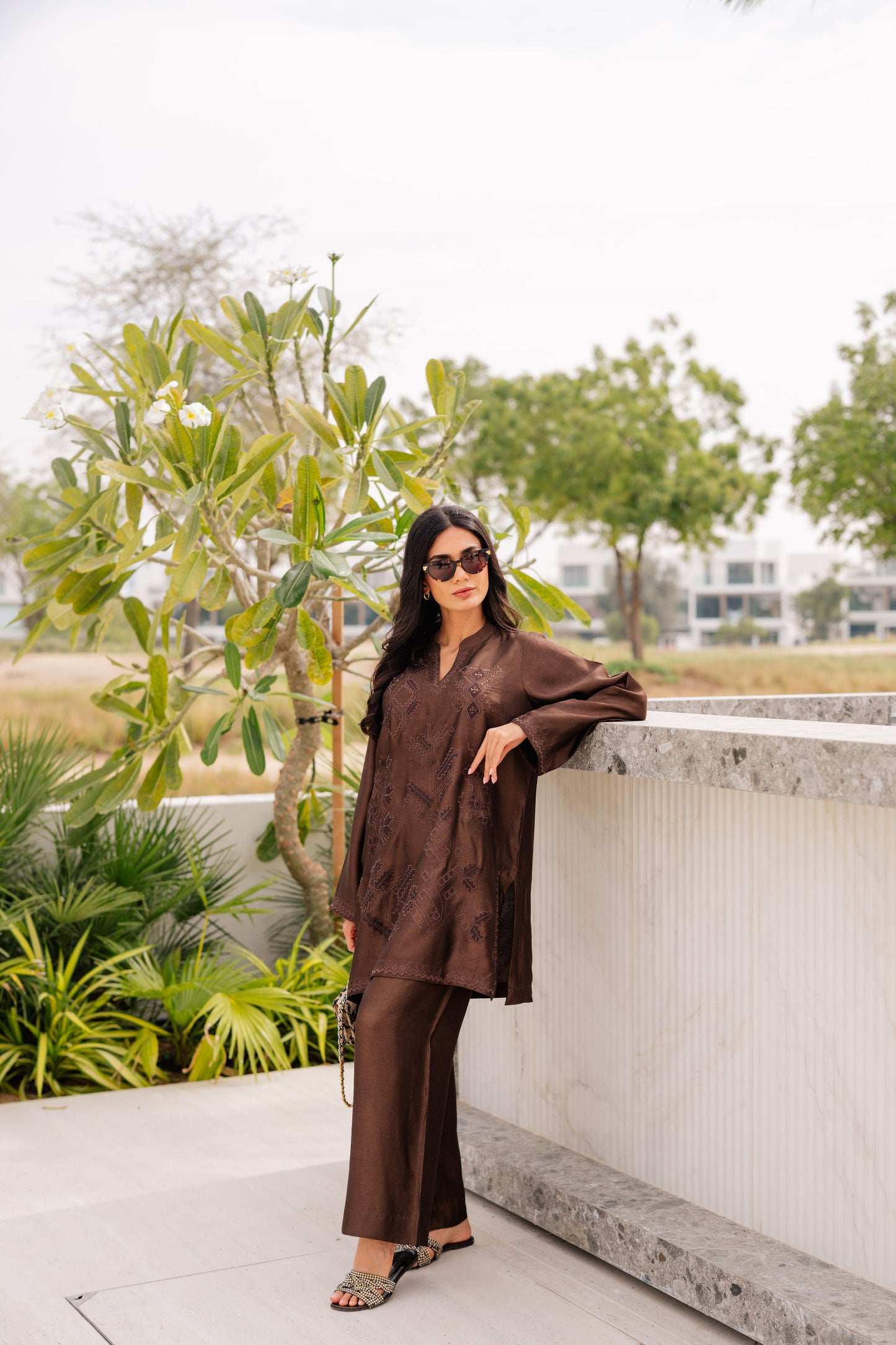 Coffee Tonal Silk Set