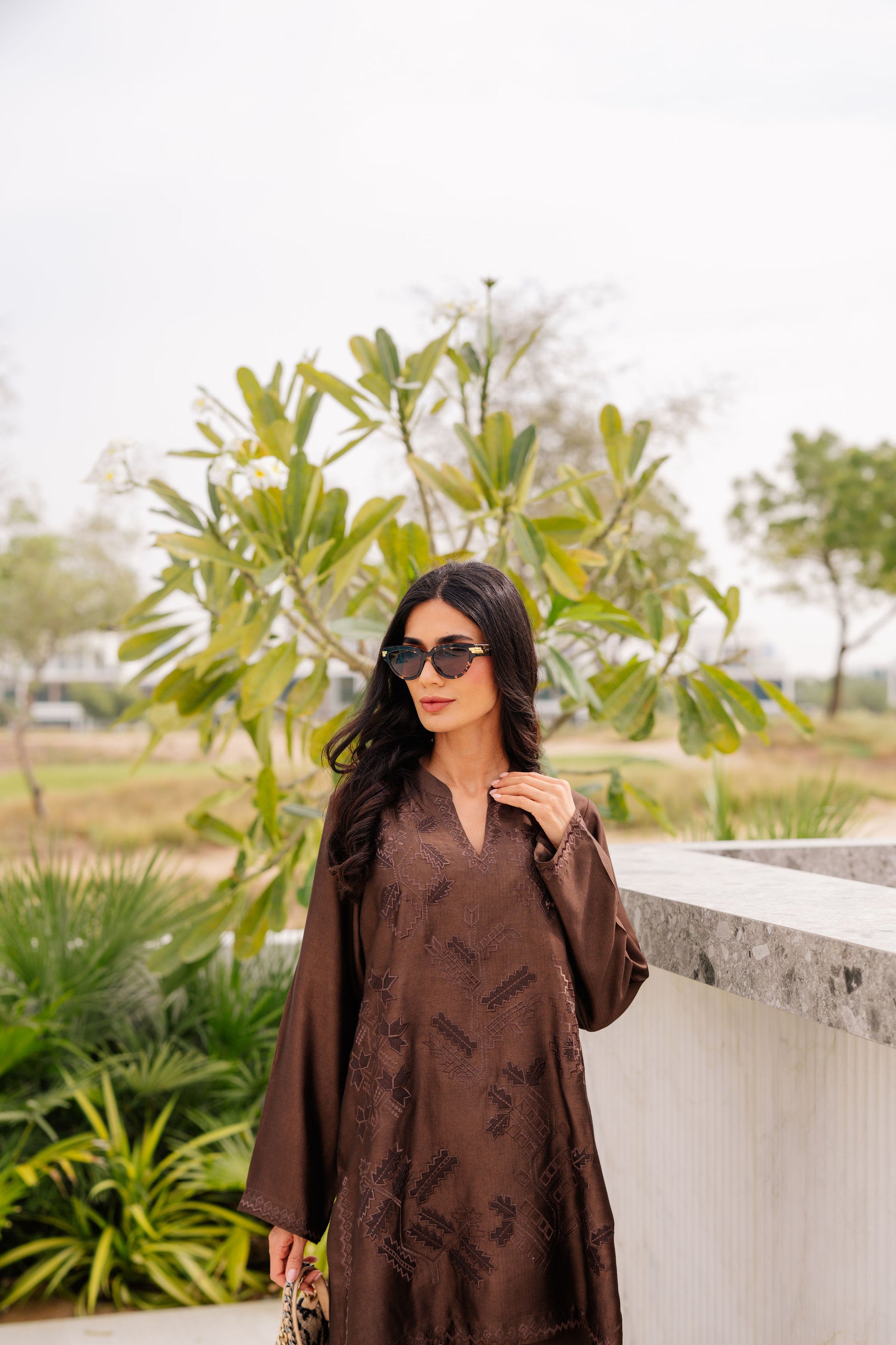 Coffee Tonal Silk Set