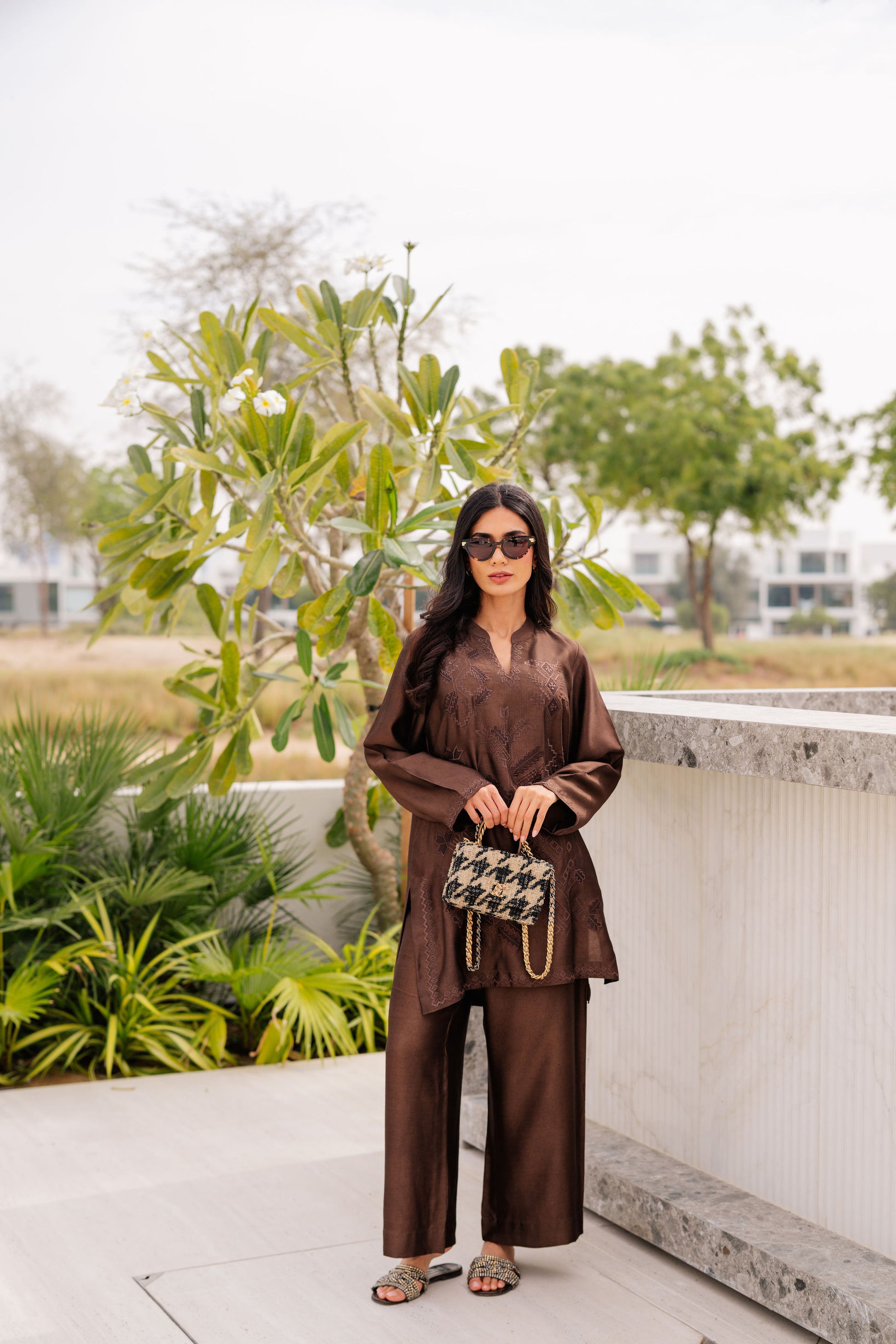 Coffee Tonal Silk Set
