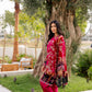 Fuchsia Pink Floral Palachi Velvet Box Shirt with Balloon Pants