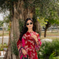 Fuchsia Pink Floral Palachi Velvet Box Shirt with Balloon Pants