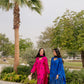 Fuchsia Mirrorwork Silk Suit