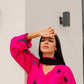 Fuchsia Mirrorwork Silk Suit