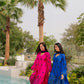 Fuchsia Mirrorwork Silk Suit