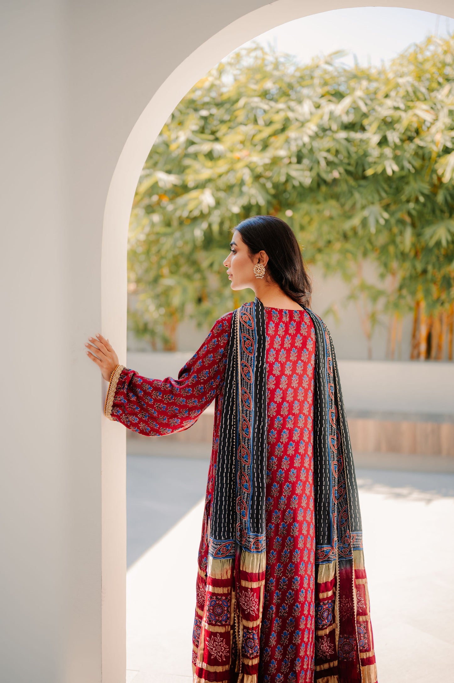 Maroon Ajrakh Silk Suit