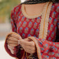 Maroon Ajrakh Silk Suit