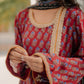 Maroon Ajrakh Silk Suit