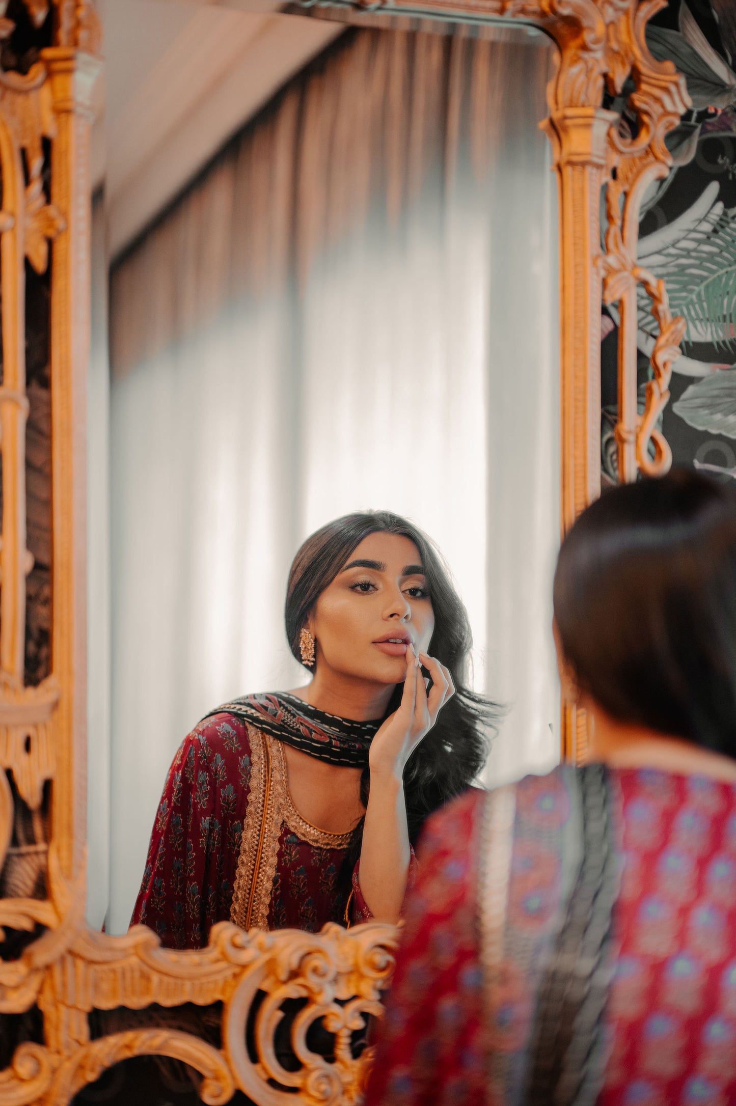Maroon Ajrakh Silk Suit