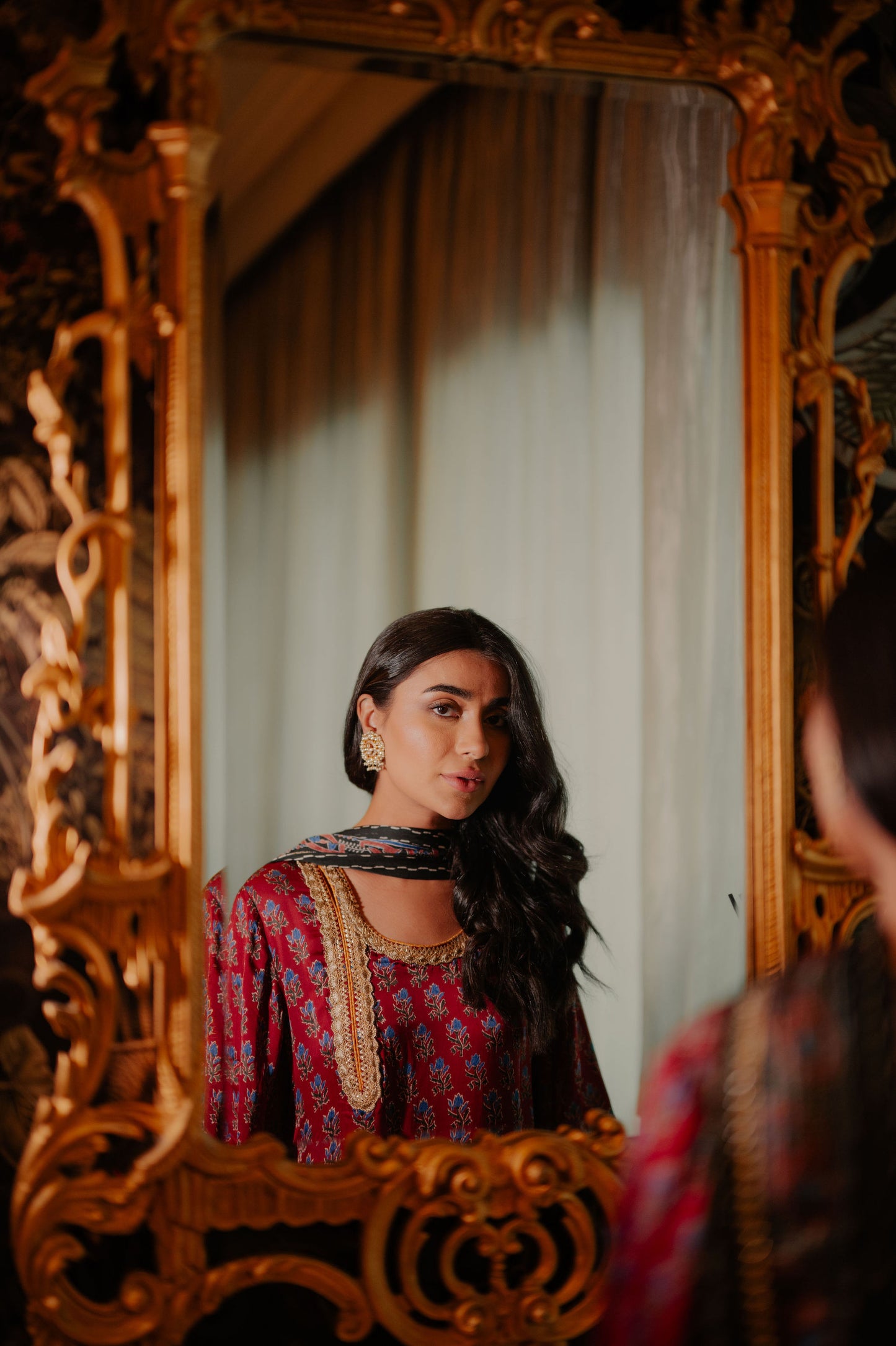 Maroon Ajrakh Silk Suit