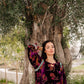 Lilac Purple Floral Palachi Velvet Box Shirt with Balloon Pants