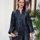 MILA Charcoal Midnight Blue Tonal Embroidered Silk Co-ord Set