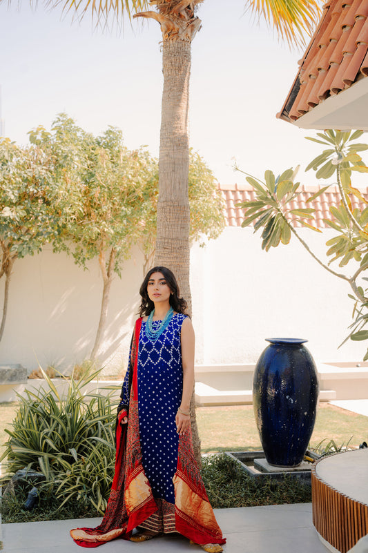 Royal Blue Bandhani Suit