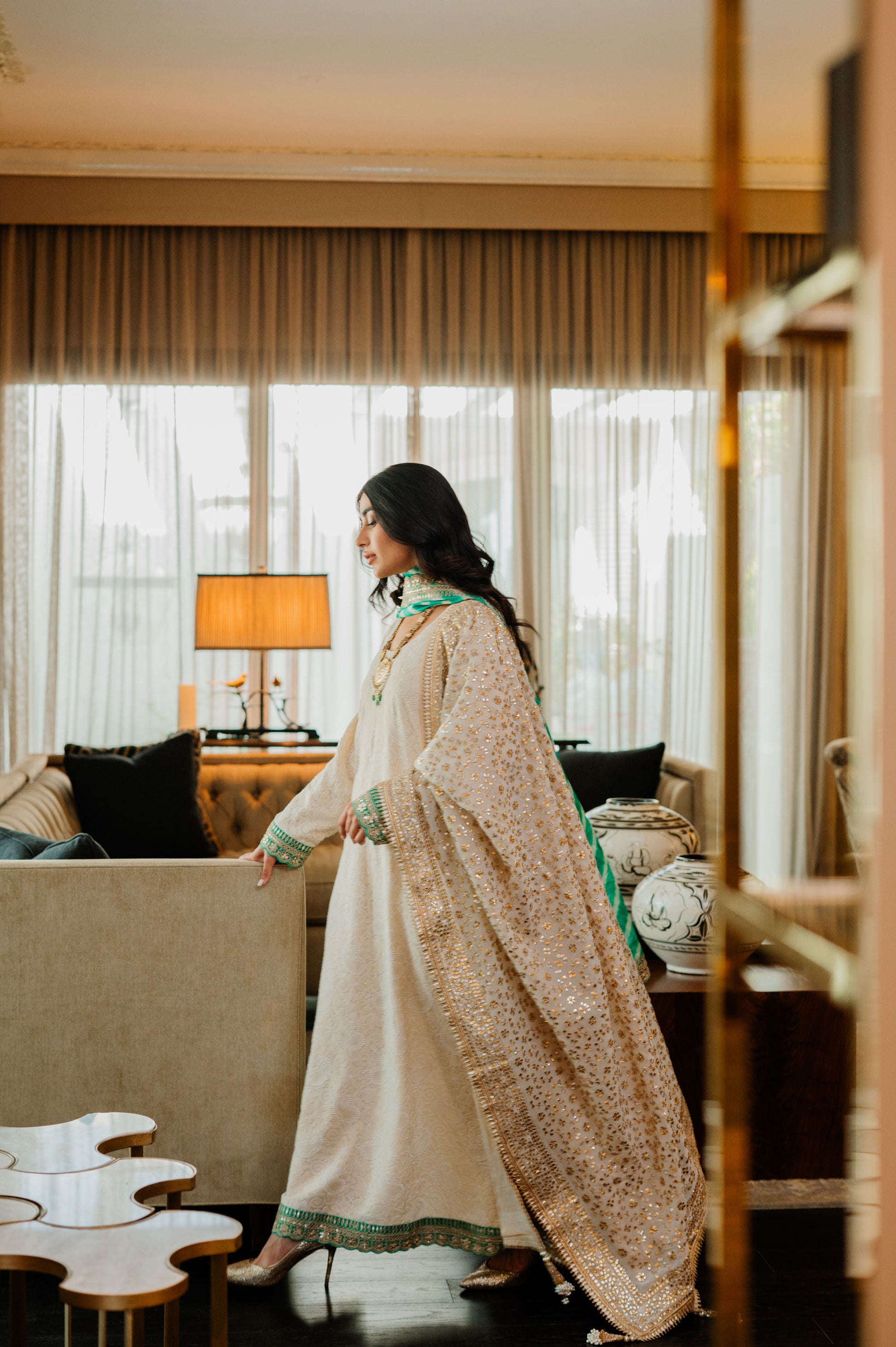 Ivory Chikankari Silk Suit