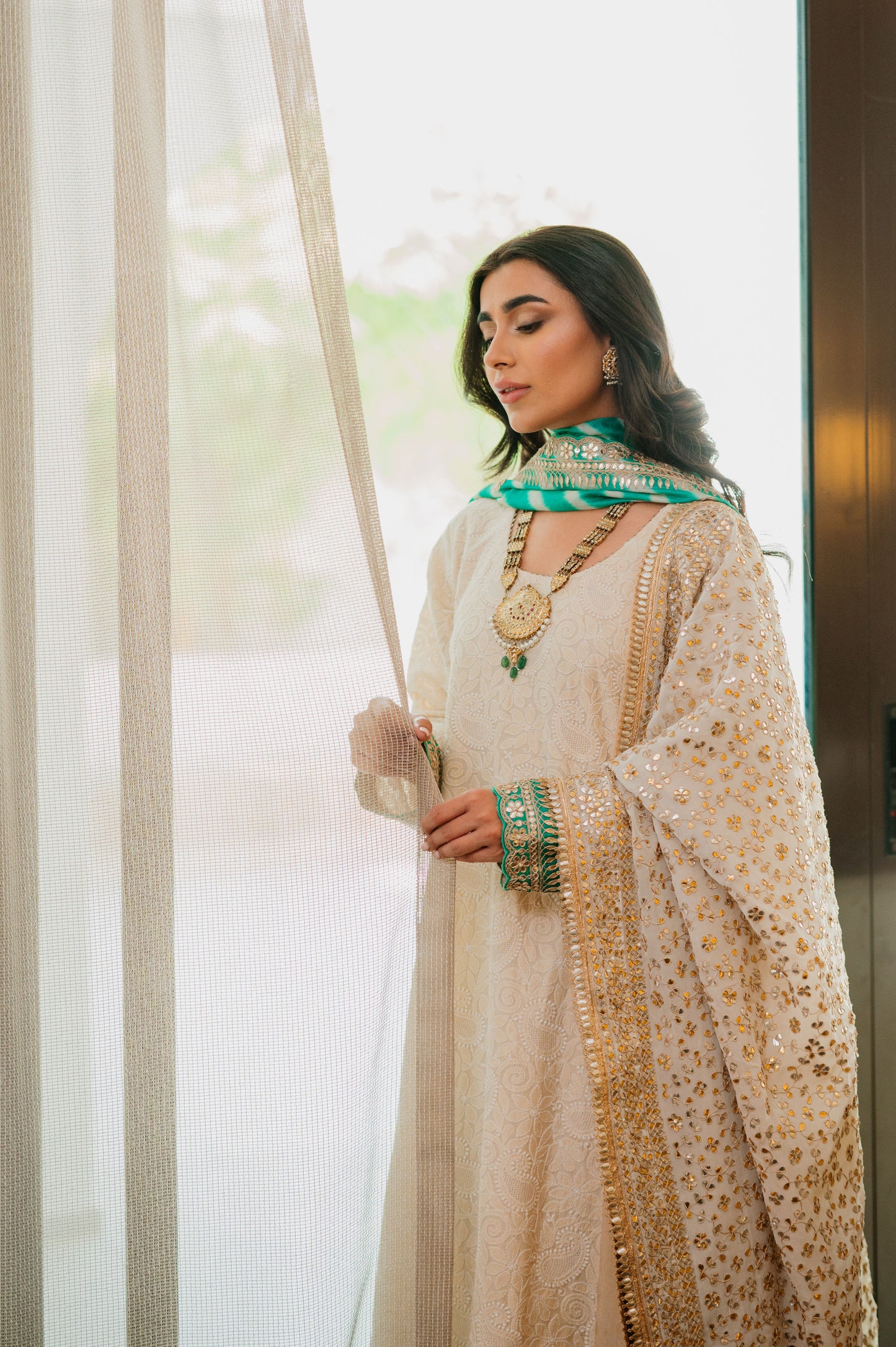 Ivory Chikankari Silk Suit