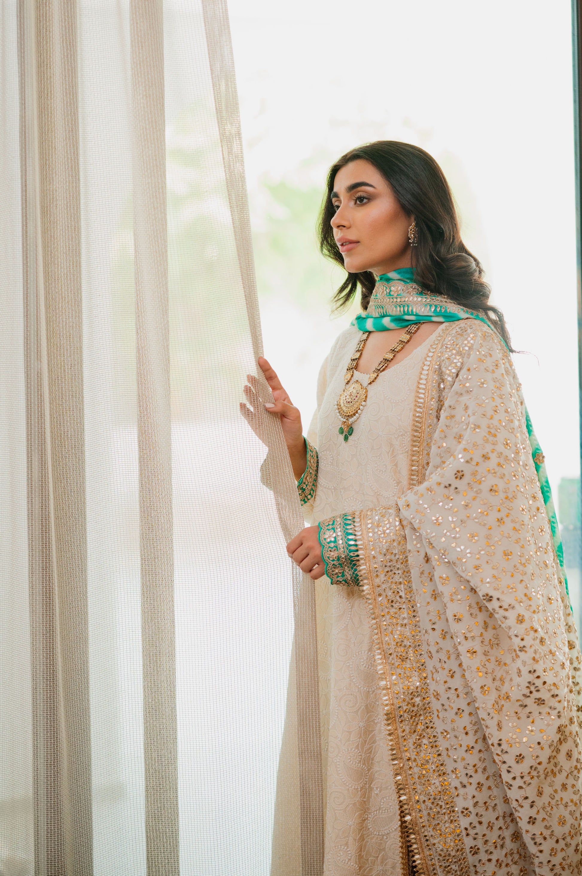 Ivory Chikankari Silk Suit