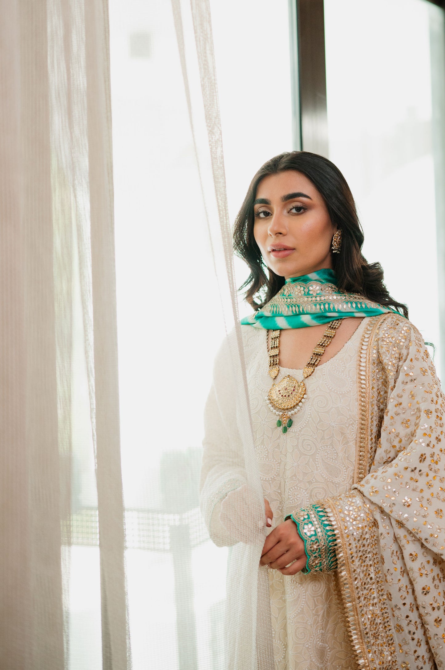 Ivory Chikankari Silk Suit