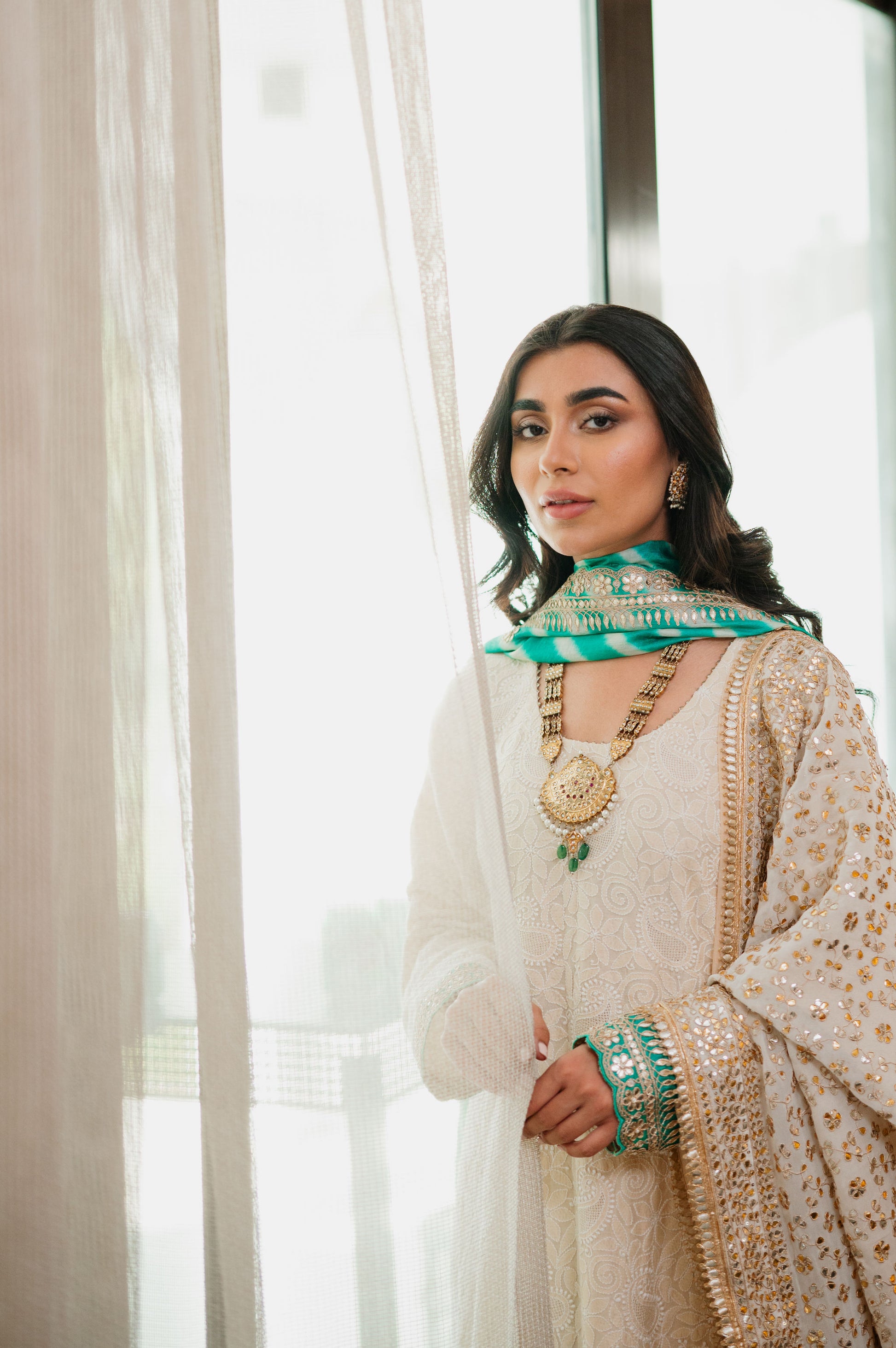Ivory Chikankari Silk Suit