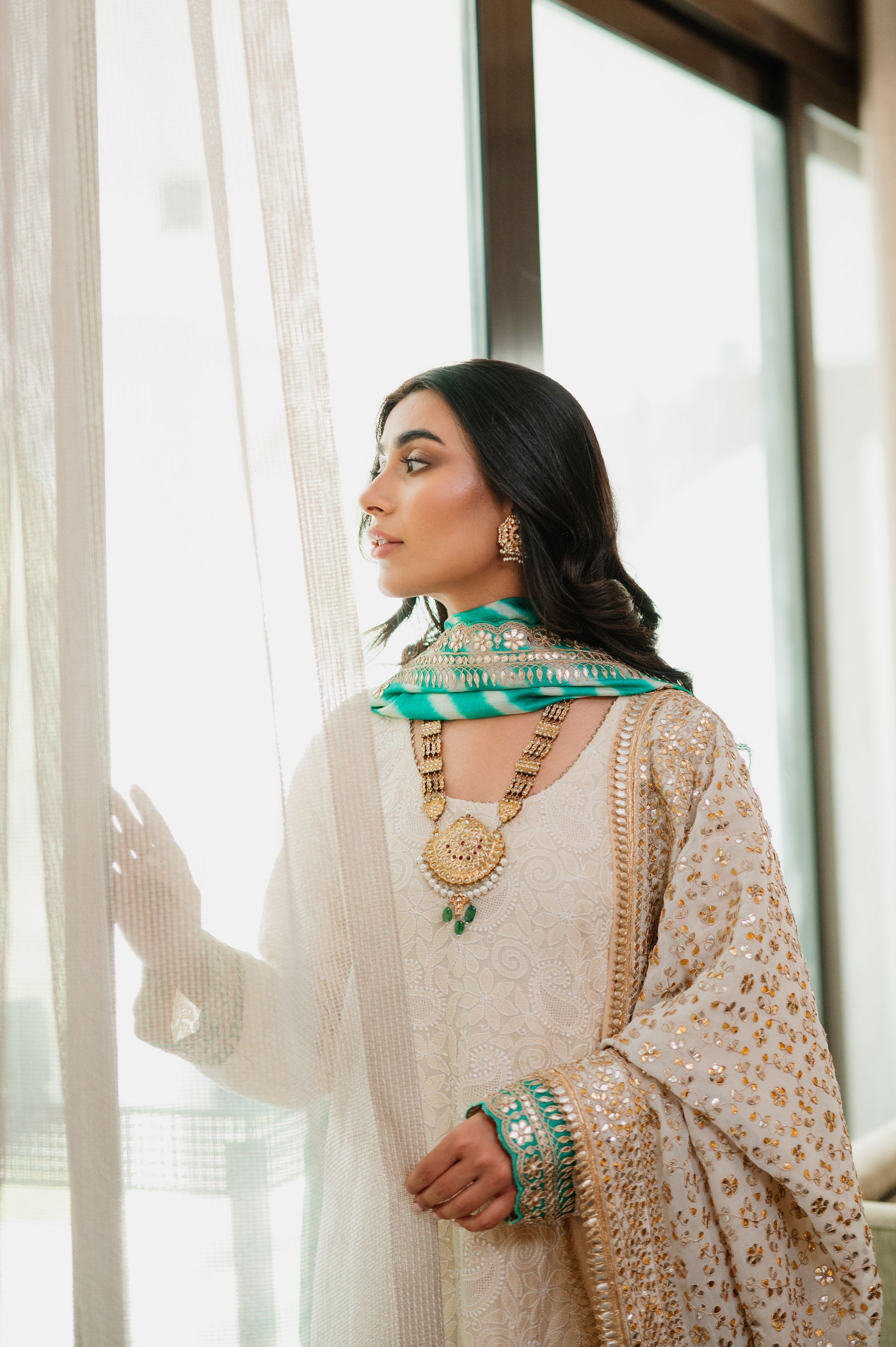 Ivory Chikankari Silk Suit