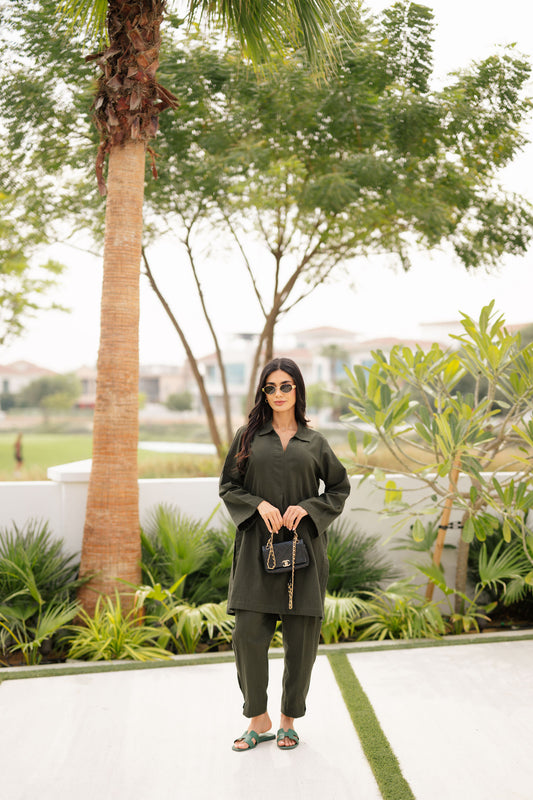 Olive Linen Co-ord Set