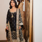 Black Chanderi Silk Kaamdani & Zari Embroidered 3 Piece Suit