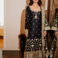 Black Chanderi Silk Kaamdani & Zari Embroidered 3 Piece Suit