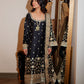 Black Chanderi Silk Kaamdani & Zari Embroidered 3 Piece Suit