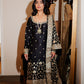 Black Chanderi Silk Kaamdani & Zari Embroidered 3 Piece Suit