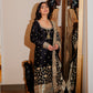 Black Chanderi Silk Kaamdani & Zari Embroidered 3 Piece Suit