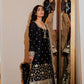 Black Chanderi Silk Kaamdani & Zari Embroidered 3 Piece Suit