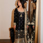 Black Chanderi Silk Kaamdani & Zari Embroidered 3 Piece Suit