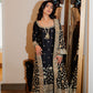 Black Chanderi Silk Kaamdani & Zari Embroidered 3 Piece Suit