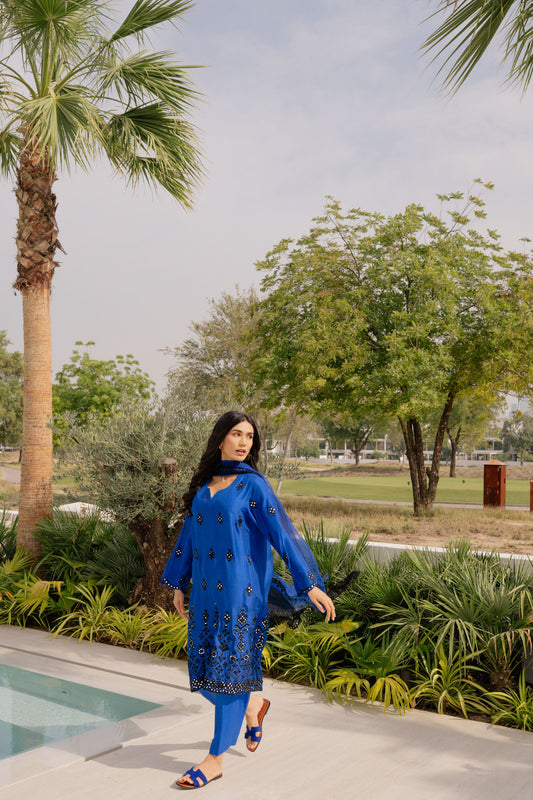 Royal Blue Mirrorwork Suit