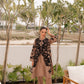Sand Appliqué Silk Suit