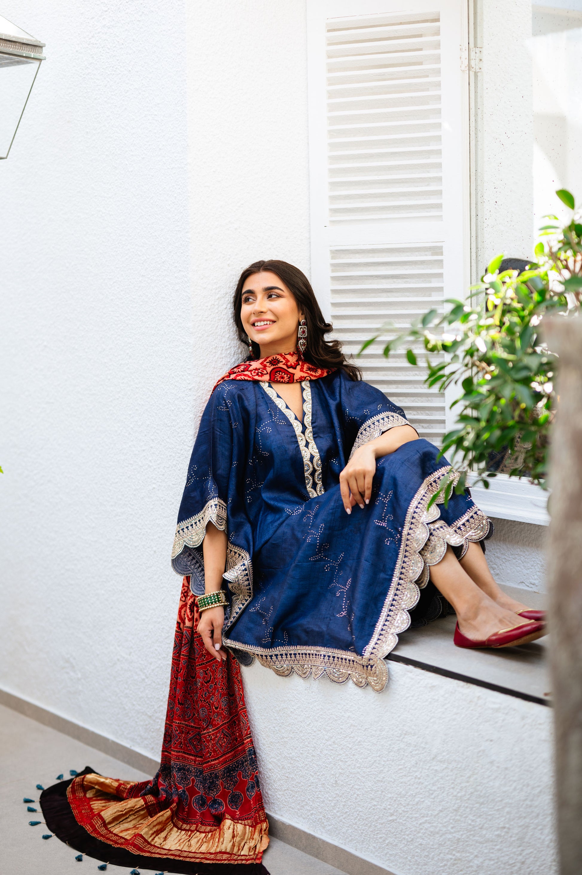 Navy Zari Bandhani Co-ord