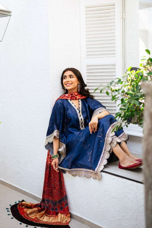 Navy Zari Bandhani Co-ord