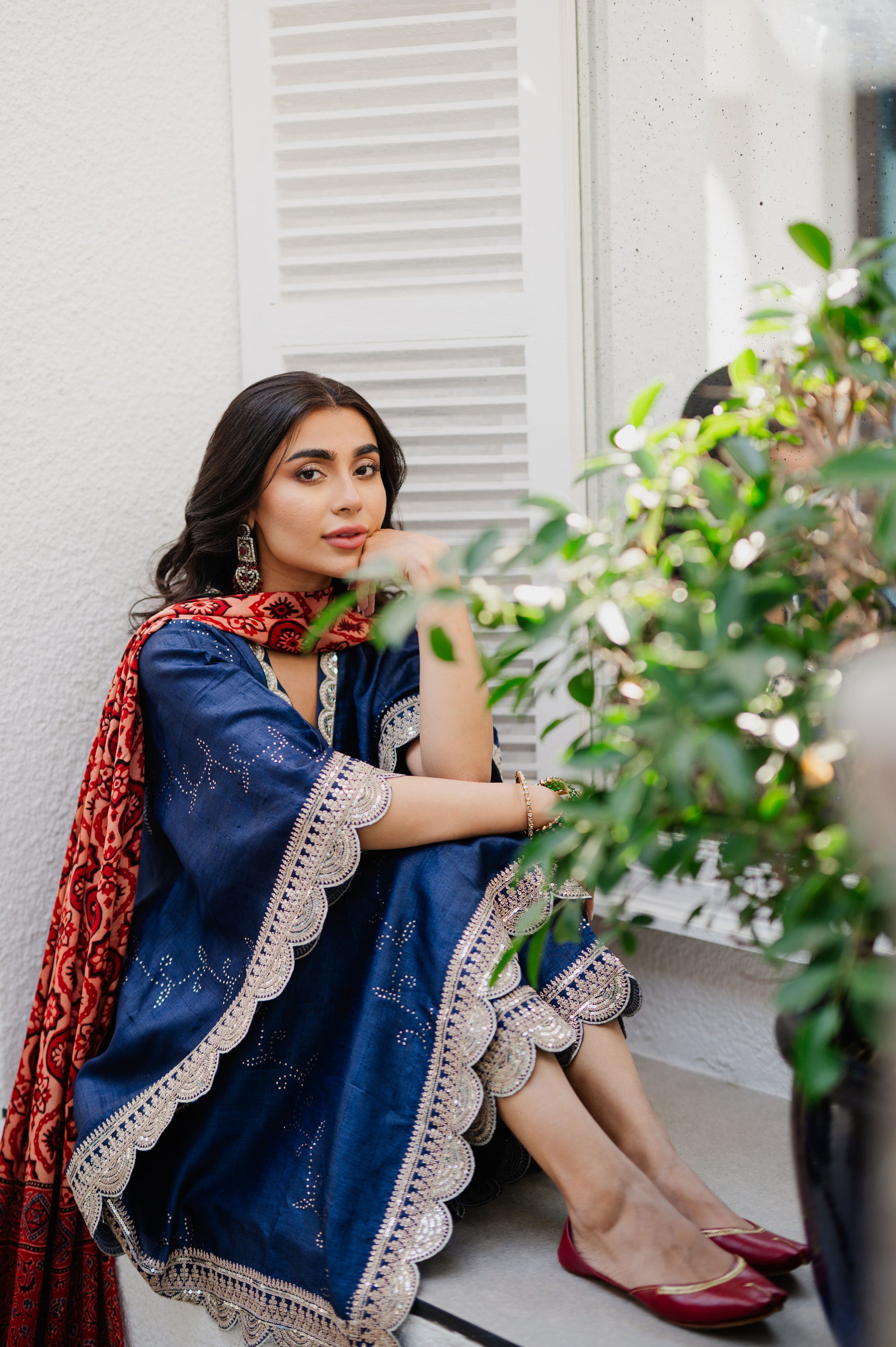 Navy Zari Bandhani Co-ord