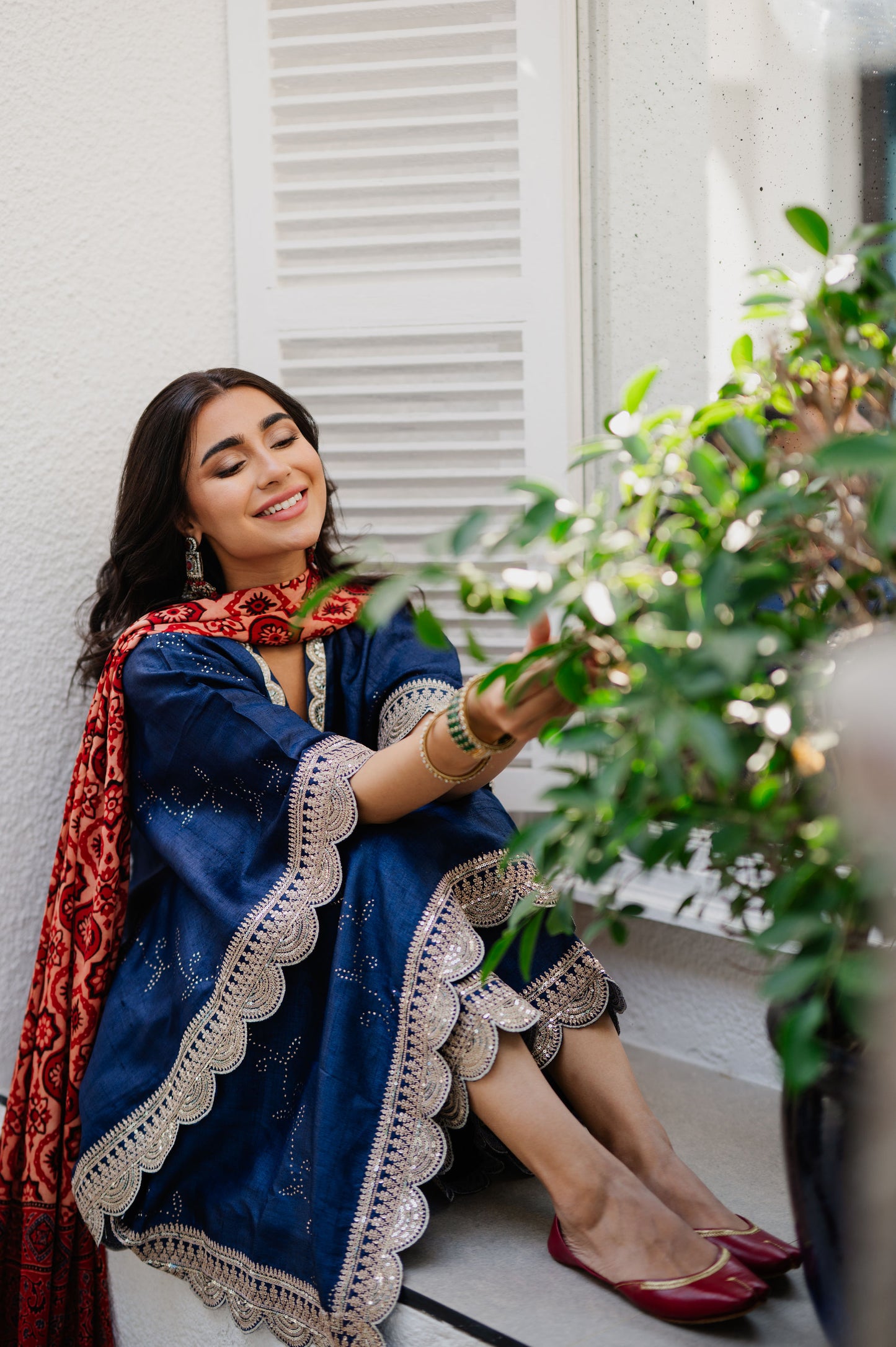 Navy Zari Bandhani Co-ord