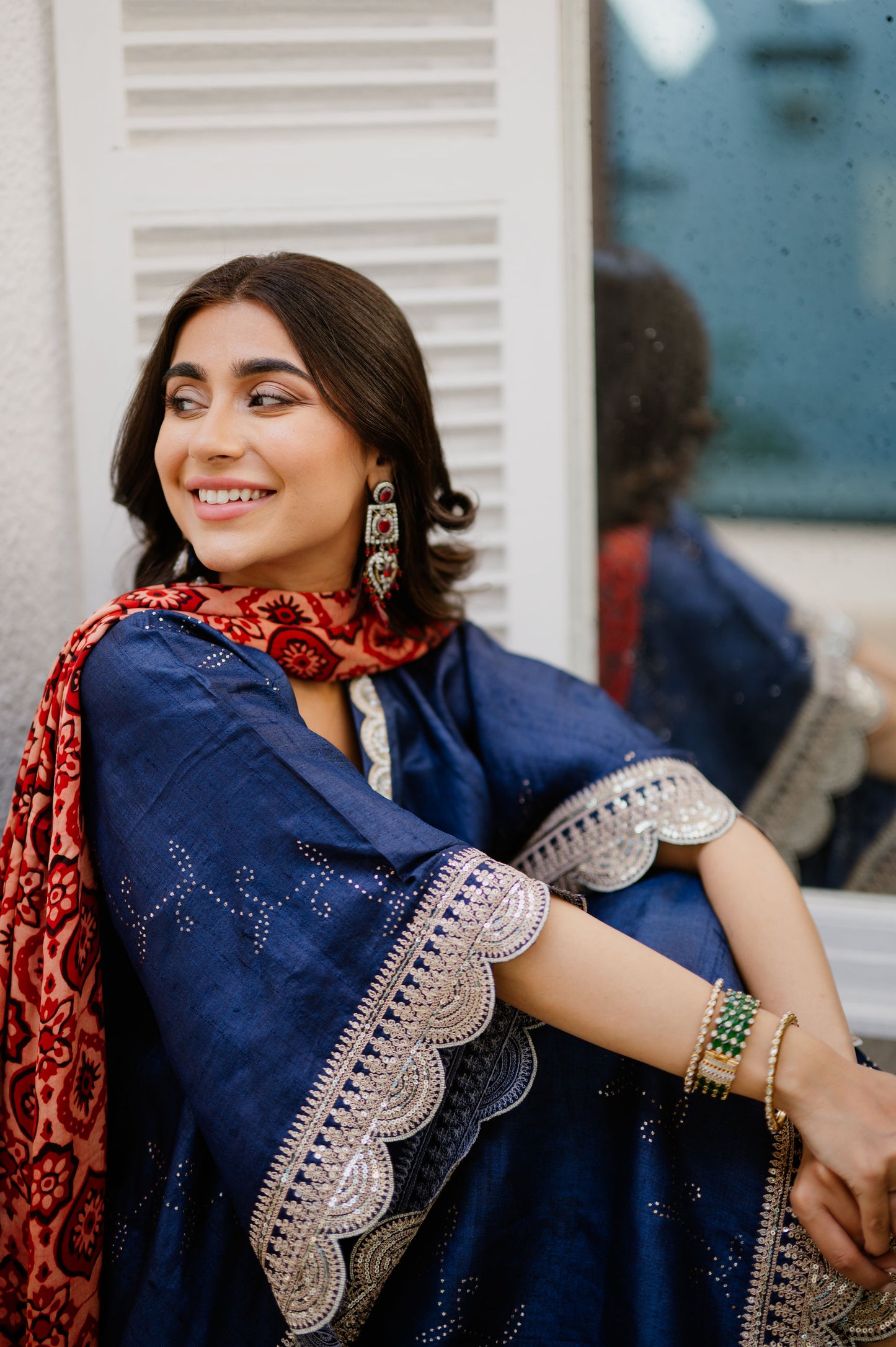 Navy Zari Bandhani Co-ord