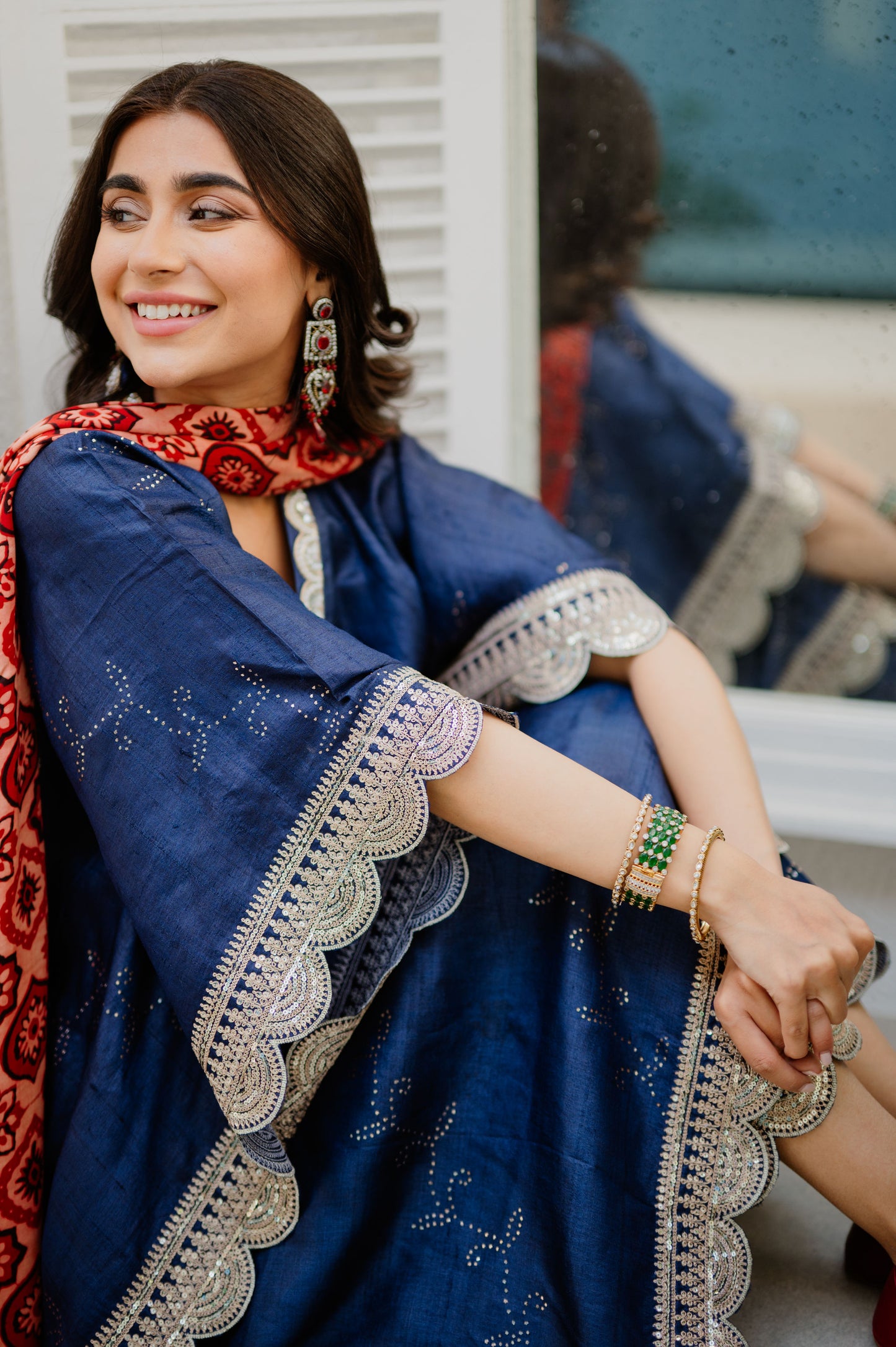 Navy Zari Bandhani Co-ord