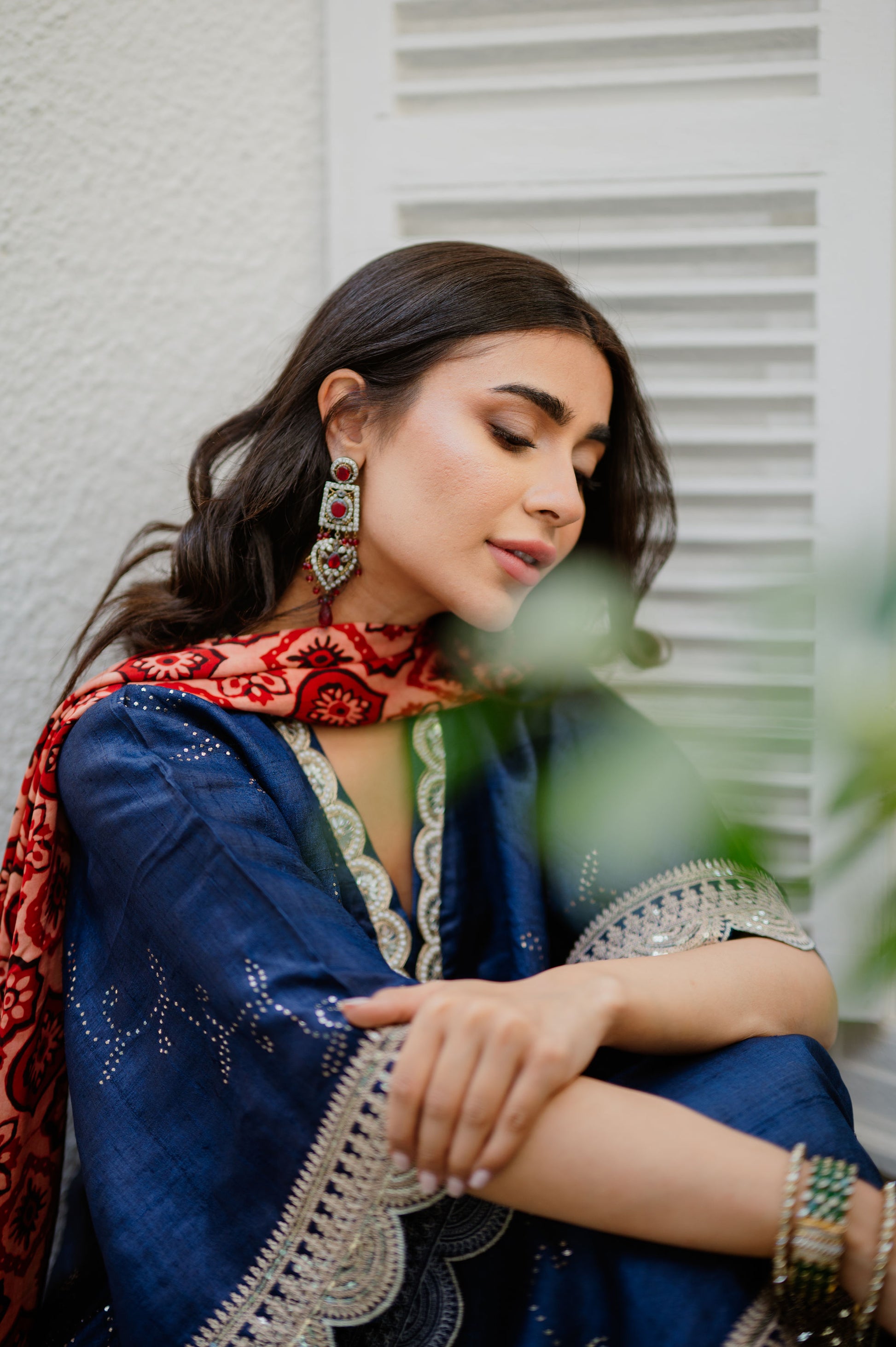 Navy Zari Bandhani Co-ord