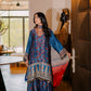Teal Ajrak Silk Suit