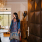 Teal Ajrak Silk Suit