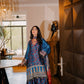 Teal Ajrak Silk Suit