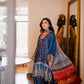 Teal Ajrak Silk Suit