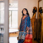 Teal Ajrak Silk Suit